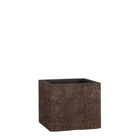 Eckiger Pflanzkübel in wood braun Modell Cube 30x34cm