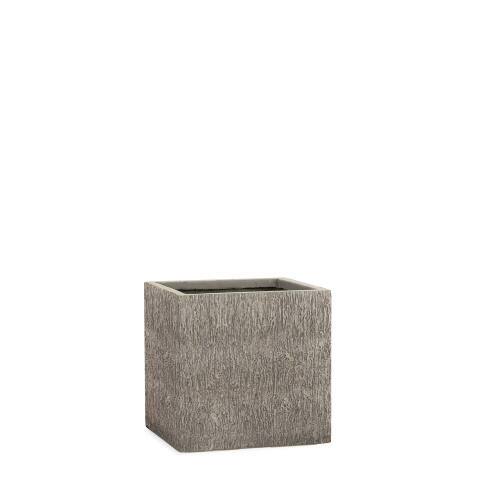 Pflanzkübel eckig Modell Cube 28x28cm in Holzoptik der Farbe wood grau