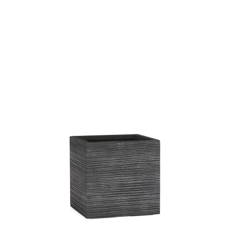 Pflanzkübel eckig Modell Cube 28x28cm mit Rillenoptik in groove anthrazit schwarz
