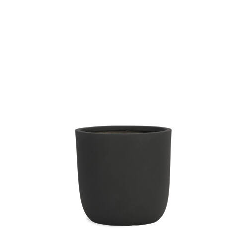Ein runder Pflanzkübel Modell Cup in der Farbe anthrazit schwarz mit 34cm Durchmesser