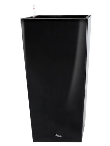 Hoher Kunststoff Pflanzkübel Säule mit Bewässerungssystem Modell Square 75cm in shiny schwarz