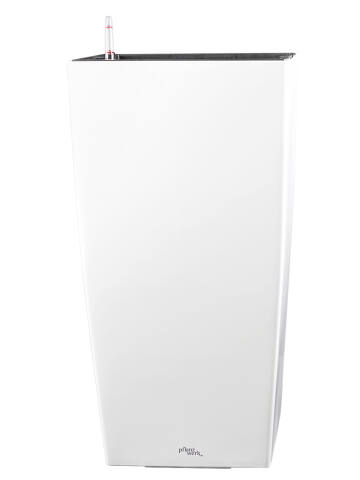 Hoher Kunststoff Pflanzkübel Säule mit Bewässerungssystem Modell Square 75cm in shiny weiß