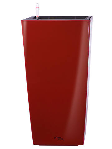Hoher Kunststoff Pflanzkübel Säule mit Bewässerungssystem Modell Square 75cm in shiny rot