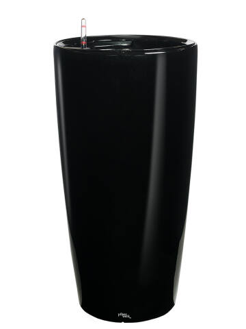 Hohe Kunststoff Pflanzsäule mit Bewässerungssystem Modell Pipe 78cm hoch in shiny schwarz