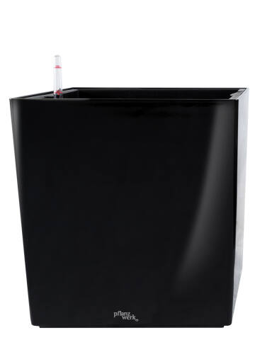 Eckiger Kunststoff Pflanzkübel mit Bewässerungssystem Modell Cube 40x40cm in shiny schwarz