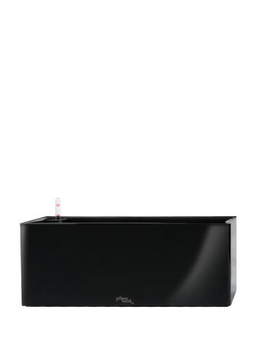 Rechteckiger Kunststoff Pflanzkübel mit Bewässerungssystem 50cm lang Tub in der Farbe shiny schwarz