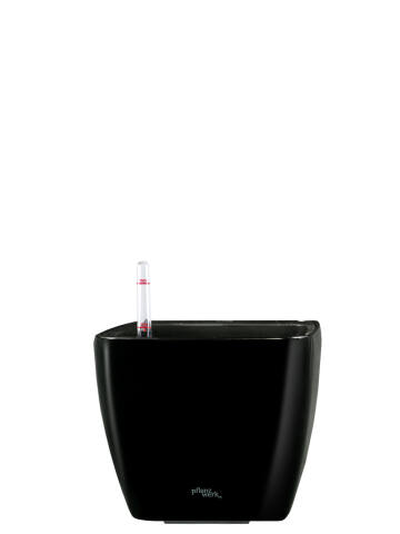 Eckiger Kunststoff Pflanzkübel kubisch mit Bewässerungssystem Modell Cube 15x15cm in shiny schwarz