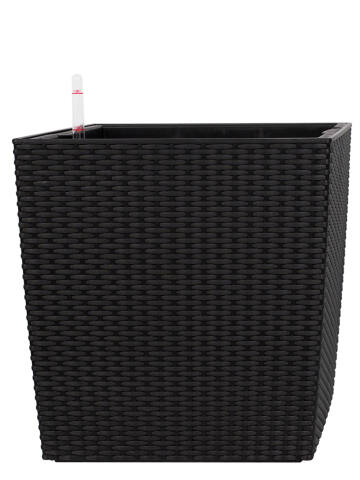 Eckiger Kunststoff Pflanzkübel mit Bewässerungssystem Modell Cube 40x40cm in Rattanoptik schwarz
