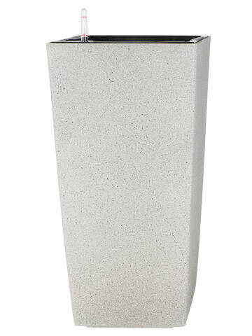 Hoher Kunststoff Pflanzkübel Säule mit Bewässerungssystem Modell Square 75cm in Natursteinoptik stone grau