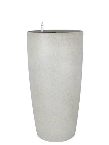 Kunststoff Pflanzkübel mit Bewässerungssystem Pipe 58cm hoch und 34cm Durchmesser in Natursteinoptik stone grau