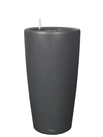 Kunststoff Pflanzkübel mit Bewässerungssystem Pipe 58cm hoch und 34cm Durchmesser in dunkelgrau anthrazit