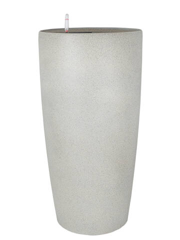 Hohe Kunststoff Pflanzsäule mit Bewässerungssystem Modell Pipe 78cm hoch in Natursteinoptik stone grau