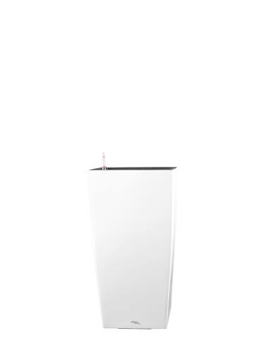 Konischer Kunststoff Pflanzkübel mit Bewässerungssystem Modell Square 19cm hoch in der Farbe shiny weiß
