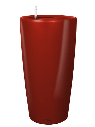 Hohe Kunststoff Pflanzsäule mit Bewässerungssystem Modell Pipe 78cm hoch in shiny rot