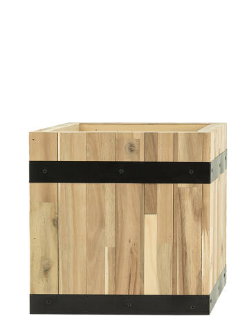 Pflanzkübel eckig Modell Cube 36x35cm Holzoptik aus natürlichem Akazienholz