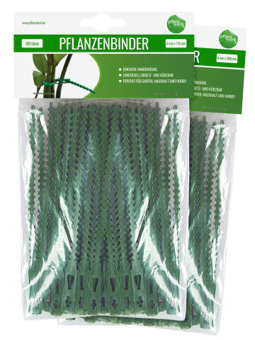 100 Stück grüne Pflanzenbinder aus Kunststoff zum flexiblen Einsatz für Garten, Hobby & Haushalt