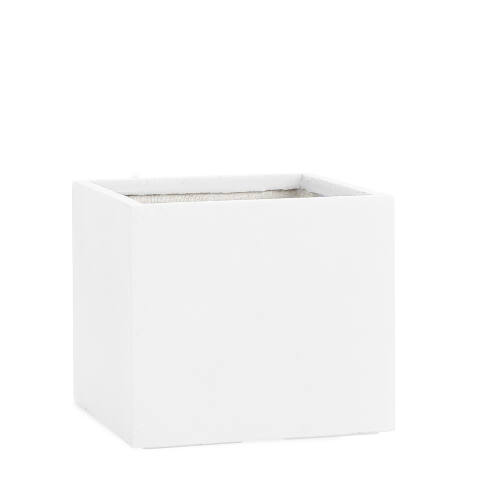 Großer quadratischer Pflanzkübel eckig Modell Cube 53x65cm in trendigem weiß Front